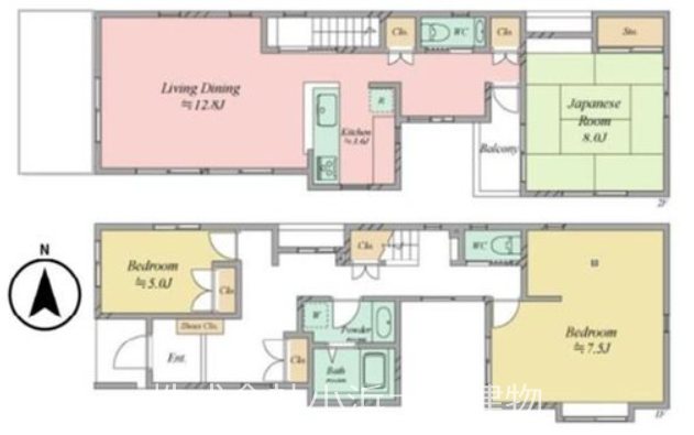 【非公開】茅ヶ崎市松浪１丁目　中古戸建 間取図・土地図