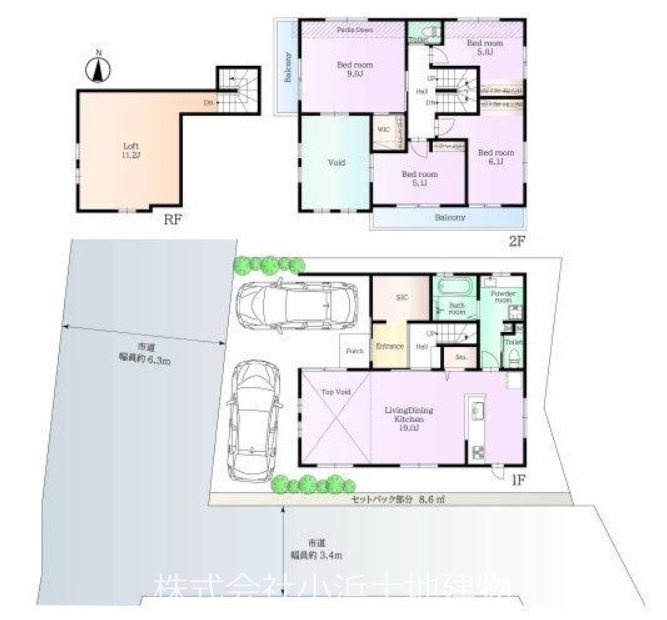 【非公開】茅ヶ崎市美住町　新築戸建　２号棟 間取図・土地図