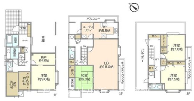 【非公開】藤沢市大鋸１丁目　中古戸建 間取図・土地図