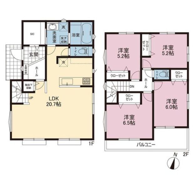 【非公開】藤沢市鵠沼神明４丁目　新築戸建　Ｂ号棟 間取図・土地図