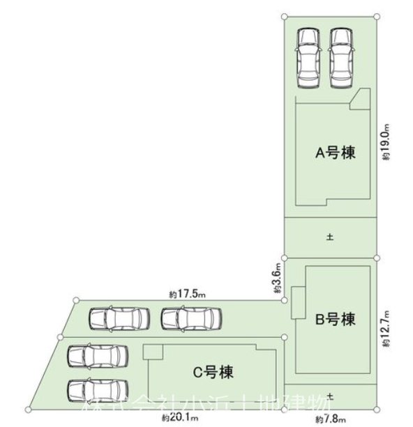 【非公開】藤沢市鵠沼神明４丁目　新築戸建　Ｃ号棟 間取図・土地図