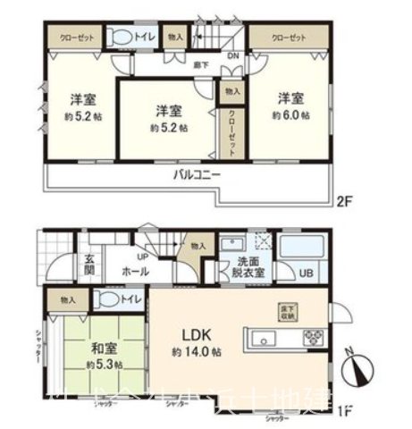 【非公開】茅ヶ崎市浜之郷　中古戸建 間取図・土地図