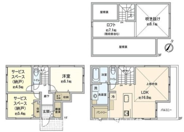 藤沢市弥勒寺３丁目　新築戸建　Ａ棟 間取図・土地図