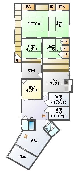 中区土田　古民家 間取り図