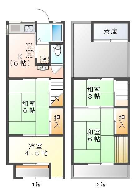 笠岡市笠岡　長屋 間取り図