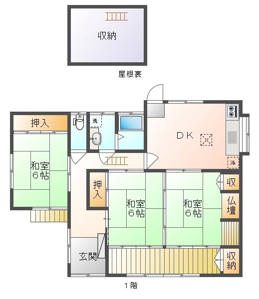赤磐市河本　平家 間取り図