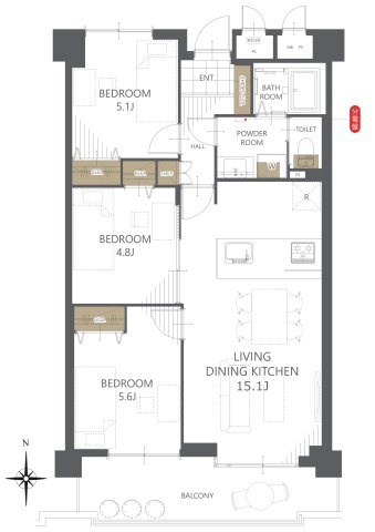 ライオンズマンション南中央 302号室 間取り図
