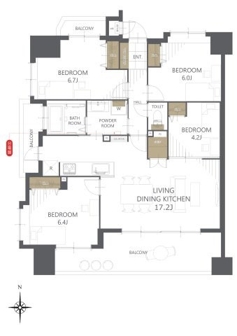 フローレンス東古松 201号室 間取り図