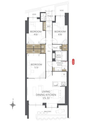 サーパス東古松通り 304号室 間取り図
