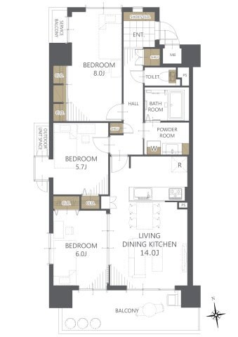 リビンコート厚生町 601号室 間取り図