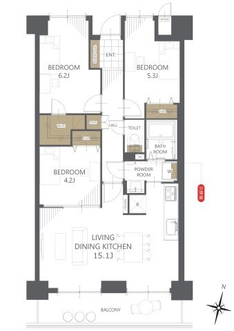 サーパス津高 305号室 間取り図