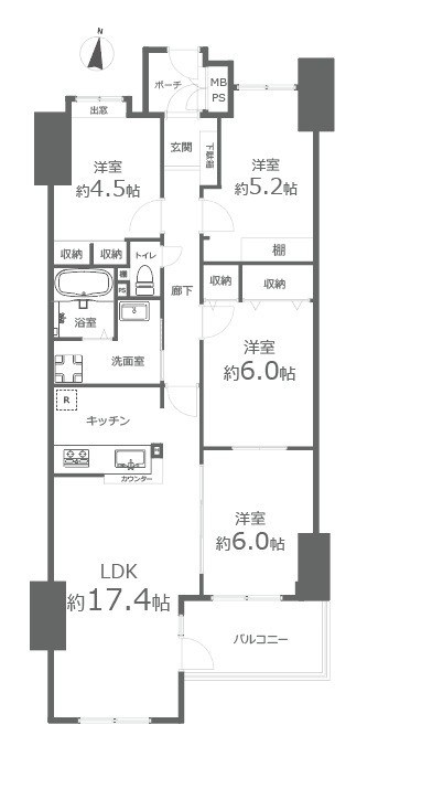 サーパス東古松 403号室 間取り図