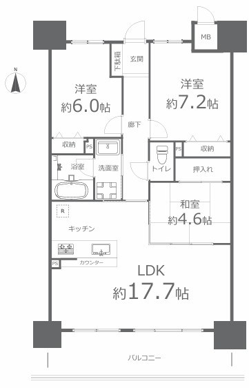 アルファステイツ問屋町 603号室 間取り図