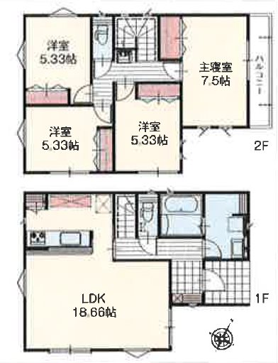 川越市南大塚4丁目　4号棟 間取図・土地図