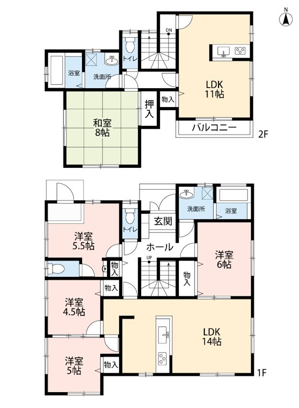 川越市的場　中古戸建て　多目的スペース付二世帯住宅 間取図・土地図