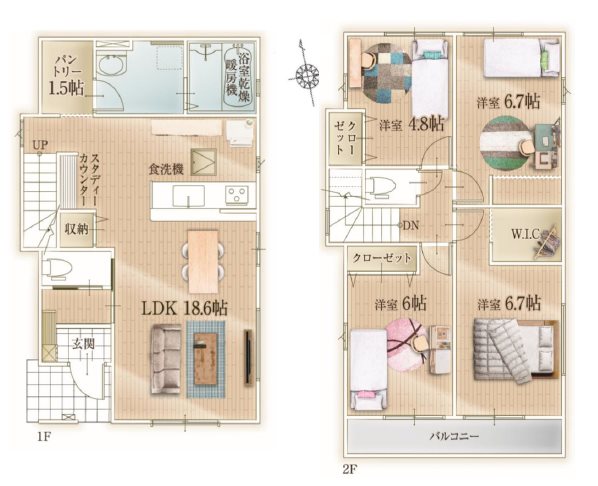 川越市山田1期　1号棟   間取図・土地図