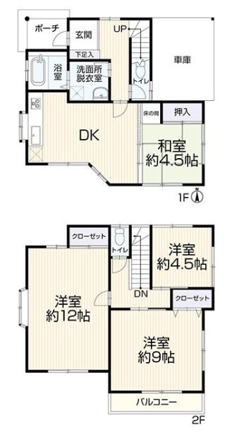 川越市木野目　中古戸建   間取図・土地図