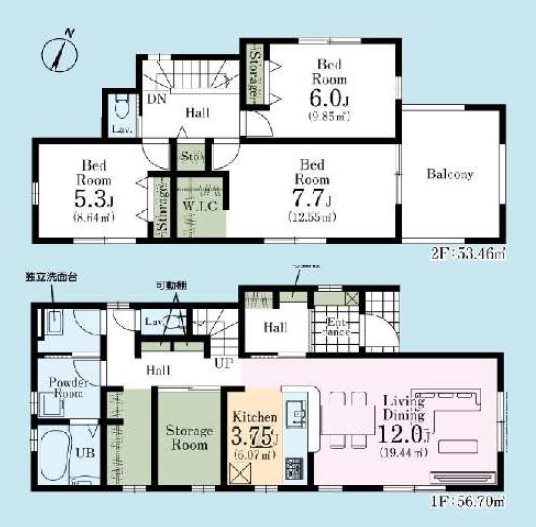 川越寺尾第4　1号棟  間取図・土地図