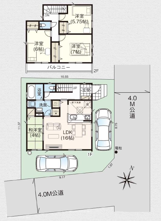 狭山市水野36期　1号棟  間取図・土地図