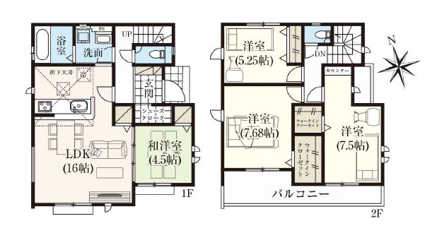 狭山市柏原21期　2号棟   間取図・土地図