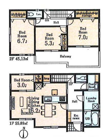 川越下小坂　2号棟    間取図・土地図