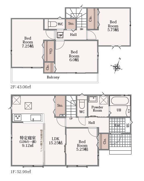 狭山市柏原1704番　A号棟  間取図・土地図