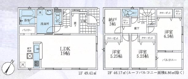 狭山市中央第8　1号棟  間取図・土地図