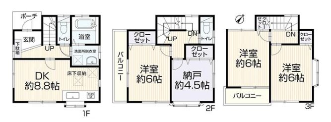 ふじみ野市西鶴ヶ岡2丁目　中古戸建 間取図・土地図
