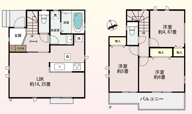 川越市石原町2丁目40番　A号棟  間取図・土地図