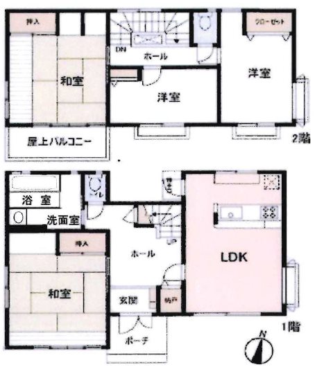 川越市大塚2丁目　中古戸建   間取図・土地図