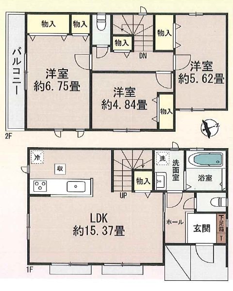 川越市砂368番　A号棟  間取図・土地図