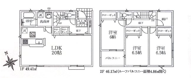川越市菅間第3　2号棟   間取図・土地図
