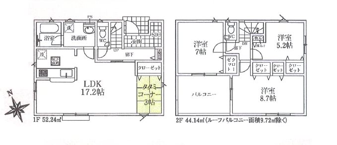 川越市菅間第3　3号棟   間取図・土地図