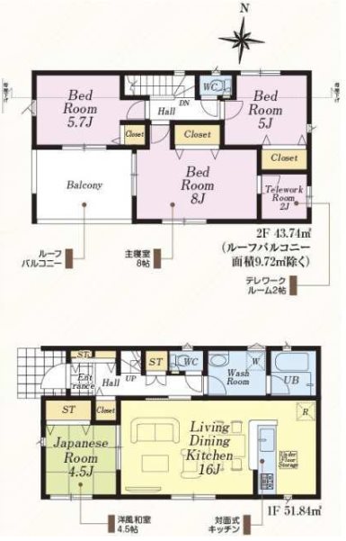川越市寺尾第18　3号棟    間取図・土地図