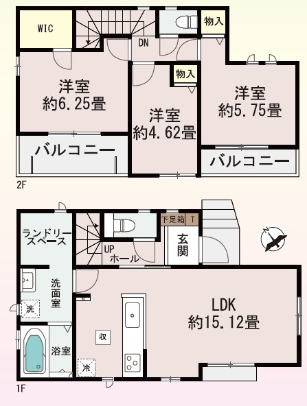 川越市的場576番　A号棟  間取図・土地図