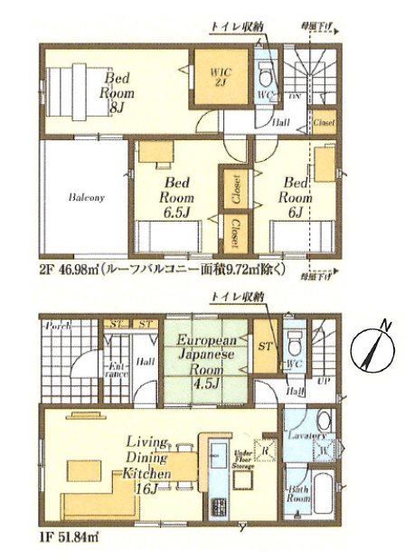 川越市上新河岸　第2　1号棟  間取図・土地図