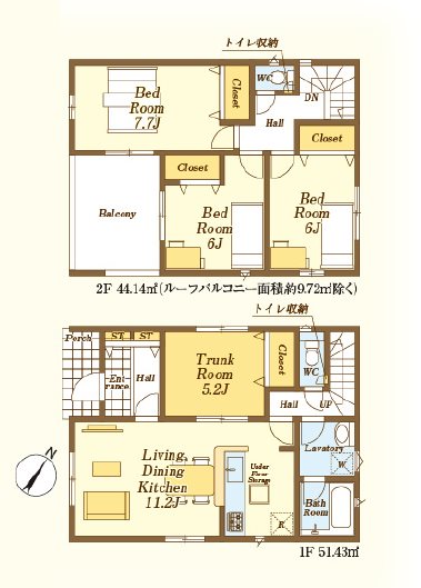 川越市諏訪町　第2　1号棟  間取図・土地図