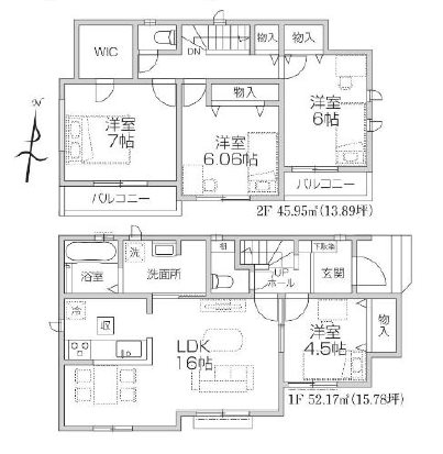 狭山市広瀬東11期　A号棟 間取図・土地図