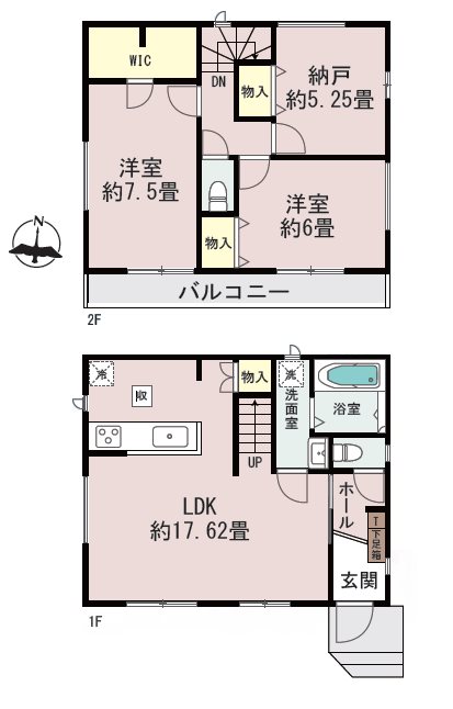 鶴ヶ島市上広谷286番　A号棟  間取図・土地図