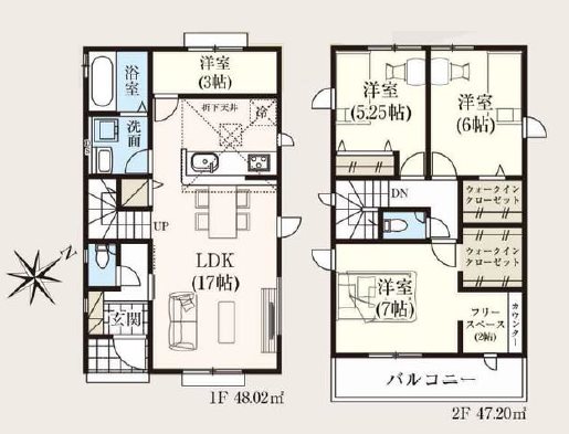 狭山市笹井10期　6号棟  間取図・土地図
