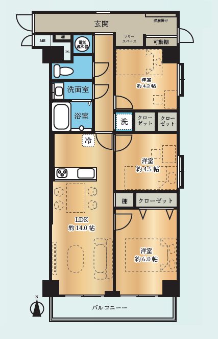 ワコー第一新狭山マンション    間取図・土地図