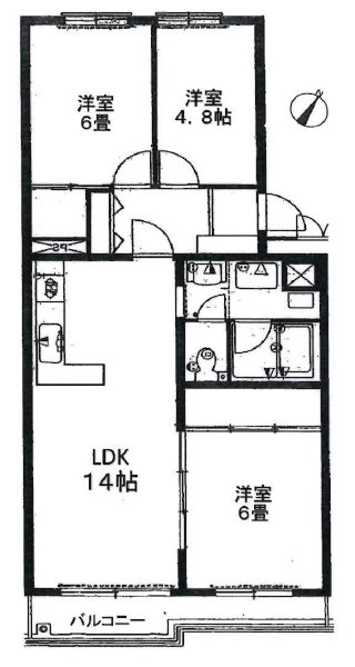 若葉グリーンハイツD号棟 　 間取図・土地図