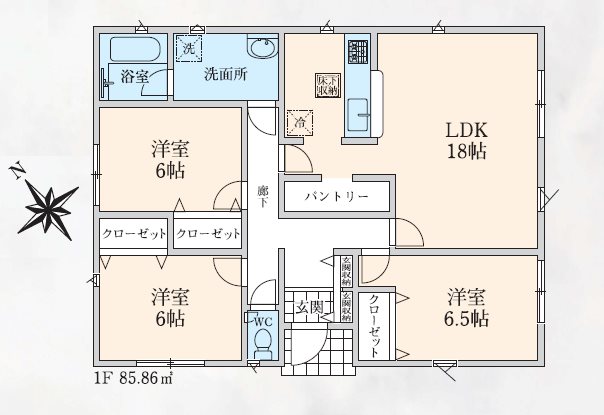 川越市かし野台第3　1号棟   間取図・土地図