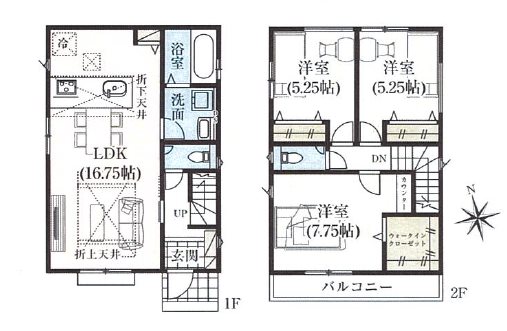 川越市新宿町8期　2号棟   間取図・土地図