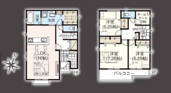 川越市砂新田29期　3号棟  間取図・土地図