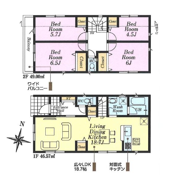 川越市砂第19　1号棟  間取図・土地図