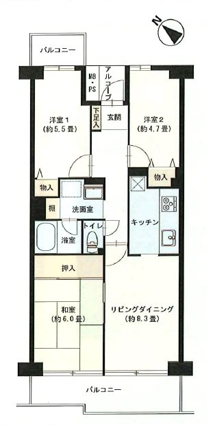 ガーデンシティ狭山壱号館     間取図・土地図