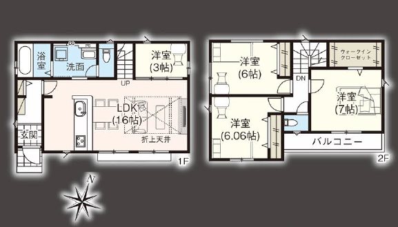 川越市砂新田29期　4号棟  間取図・土地図