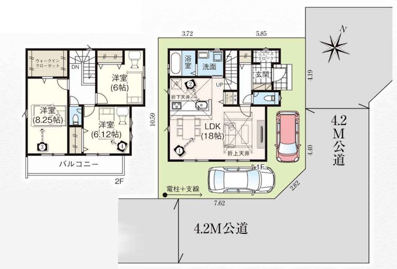川越市寺尾23期　1号棟  間取図・土地図