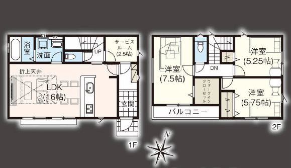川越市砂新田29期　7号棟   間取図・土地図